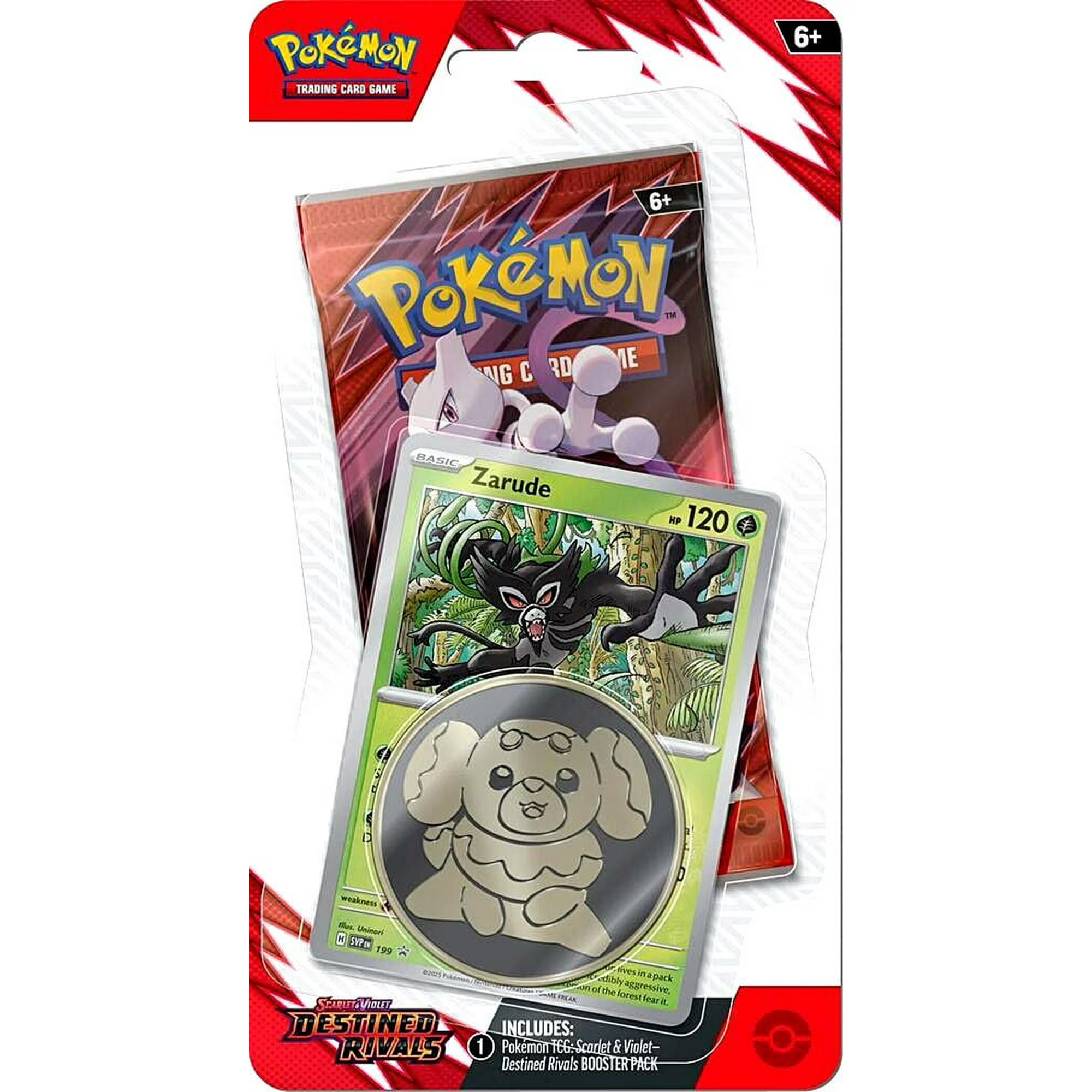 Pokemon Scarlet & Violet Destined Rivals Zarude Checklane BLISTER Pack (Booster Pack, Promo Card & Coin)